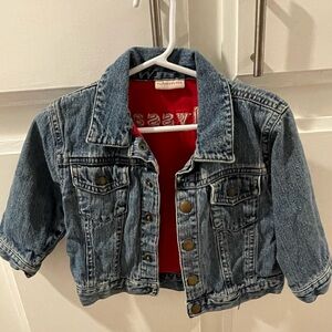 Personalized Red Envelope little girl’s denim jacket, size 12-18, name: Alyssa